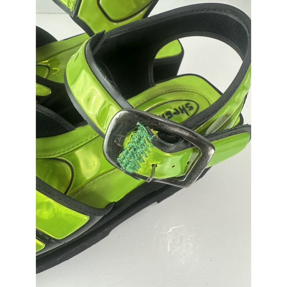 *Damaged* Rare Vtg 90s Skechers Platform Lime Green Chunky Sandals 10 Y2K Rave - Picture 15 of 16